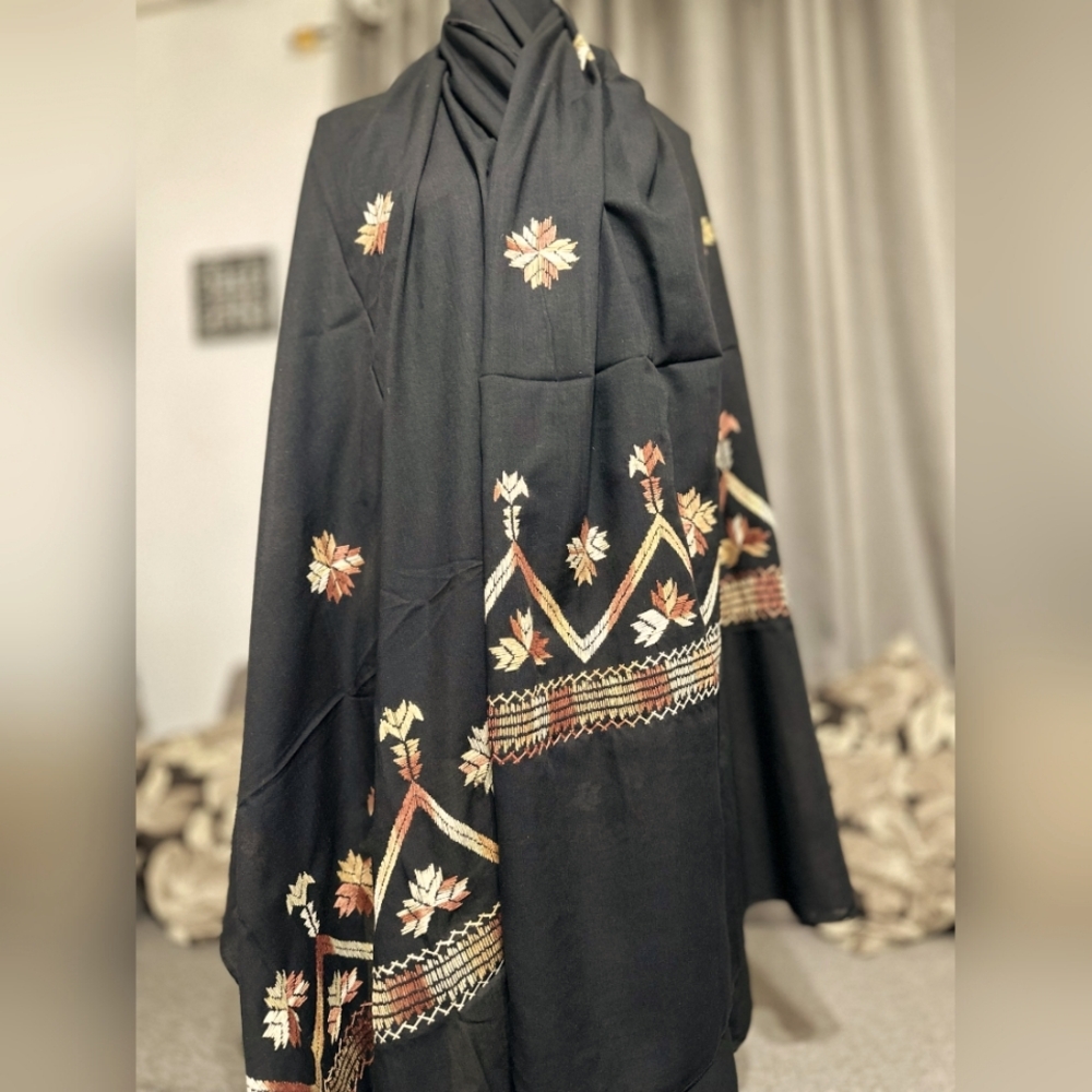 Luxury Hand Embroidered Black scarf